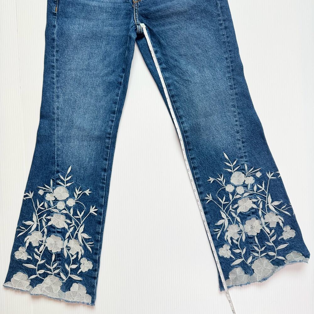 Anthropologie Pilcro Flare Jeans Women’s 26 Floral Embroidered Naturecore Boho - Picture 4 of 16